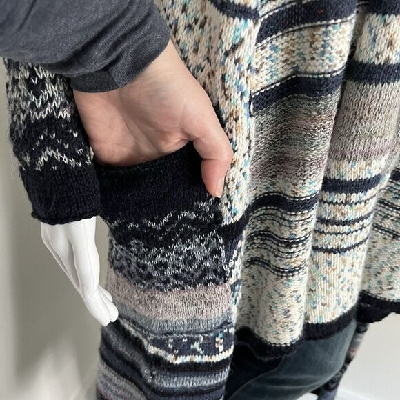 Free People Women's Yesterday's Smile Fair Isle Cardigan Size S Blue Alpaca - Picture 9 of 10